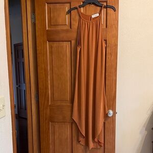 Impressions Rust Asymmetrical Hem Sleeveless Dress size large